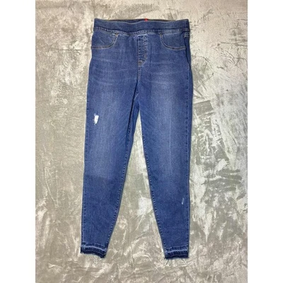 Spanx Women's Pull On Denim Jeggings Distressed Hem Stretch Blue Large L - Image 1 of 4