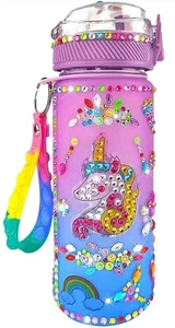 Dekorieren Sie Ihre eigenen Wasserflaschen-Sets Launisches Einhorn Malen Basteln Mädchen Diamant - Bild 1 von 6