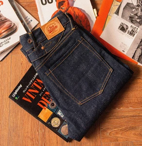 Red Tornado Men Summer Jeans 14OZ UW Tapered Retro Fit Selvedge Raw Denim Pants - Picture 1 of 15