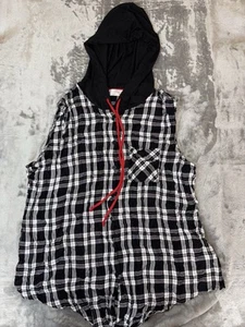Gilet NO BOUNDERS davanti con bottoni senza maniche a quadri con cappuccio XL 15 17 allacciato - Foto 1 di 20