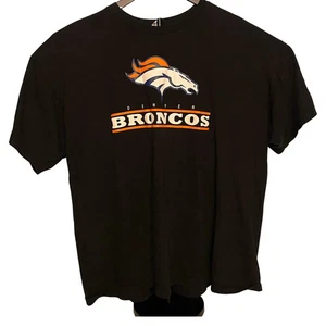 Denver Broncos Black 2XL T-Shirt Alstyle Heavyweight NFL Orange Lines Logo Tee - Picture 1 of 10