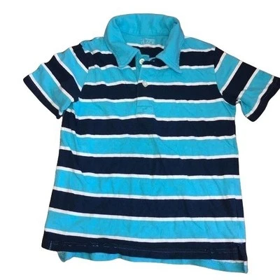 The Childrens Place Boys Blue & White Striped Polo Shirt - Image 1 of 4