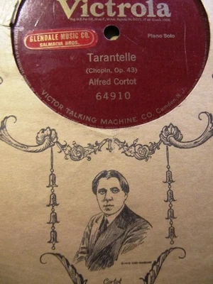 1919 ALFRED CORTOT piano PICTURE Slv Chopin 1st TAKE TARANTELLA VICTOR 64910 Foto 1 de 3