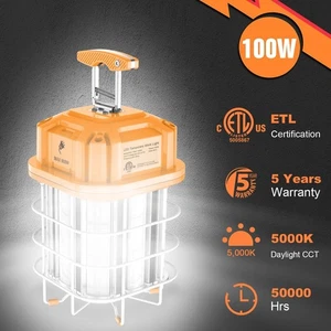 100W LED Construction Linkable Work Light Portable Temporary Jobsite Light 5000K - Picture 1 of 10
