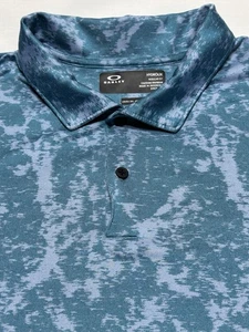 Oakley Hydrolix Golf Polo Shirt Regular Fit Blue Marbled Jacquard Men’s 2XL XXL - Picture 1 of 7