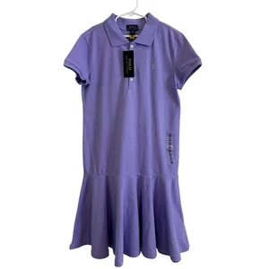 NWT Polo Ralph Lauren Girls 16 Sky Lavender Pique Polo Dress - Picture 1 of 4