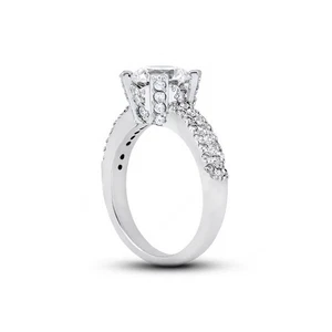4 1/4 CTW G SI1 Round Brilliant Natural Certified Diamonds 14k Gold Accent Ring - Picture 1 of 3