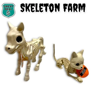 Skeleton Farm Halloween Decor Skeleton Cat & Skeleton Pony Statue. NEW! NWT! - Picture 1 of 8