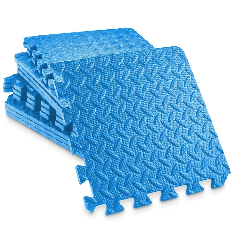 12 Gym Flooring Mats - 12" Foam Interlocking Floor Tiles - Blue - Image 1 of 1
