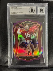 2020 Panini Select Joe Montana Prizm Purple Die-Cut Signed BGS Authentic - Bild 1 von 2