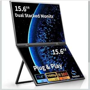 Sibolan Dual Portable Monitor 15.6" 1080P FHD IPS Folding Triple Screen Extender - Picture 1 of 6