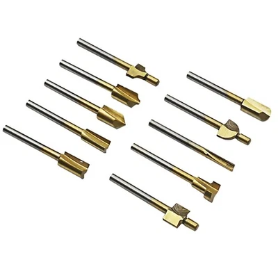 10x 1/8 inch 3MM Titanium Mini Hss Router Bits Trimmer Shank For Rotary Tool - Image 1 of 4