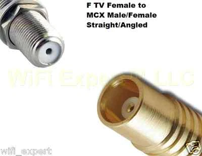 F TV FEMALE to MCX M/F STRAIGHT ANGLED RF pigtail Cable COAX RG316 4-20inch USA - Image 1 of 3
