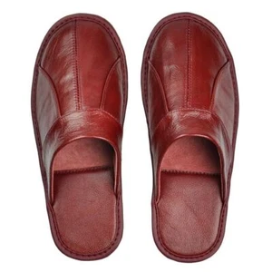 Men Luxury Leather Home Slippers Spring Slip On Soft Bedroom Indoor Flat Shoes - Picture 1 of 28