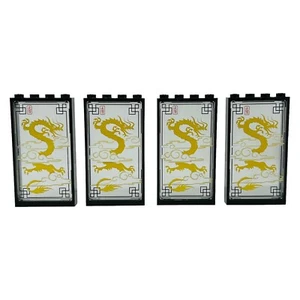 LEGO 4x 70505 1x4x6 Ninjago Gold Dragon Black Window 57895pb013 60596 Lot of 4 - Picture 1 of 2