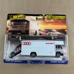 Hot Wheels 2025 Team Transport #77 Audi S4 Quattro & Fleet Flyer Silver & White - Picture 1 of 7