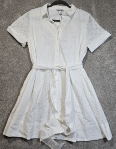 Lisa Marie Fernandez Eyelet Shirt Dress Lined Belted A-Line Above Knees Women M - Bild 1 von 11