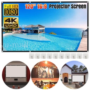 120" Projector Screen Portable Foldable Outdoor Home Movie Cinema Theatre 16:9 - Picture 1 of 17