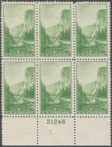 Plate Block of 6 stamps - Scott 740 - 1 cent - Yosemite - 1934 - MH - Picture 1 of 1