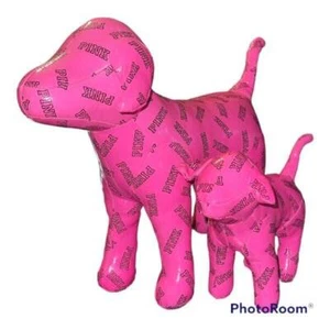 2 Victoria’s Secret Neon PINK Limited Edition Collectible Monogram Plush Dogs - Picture 1 of 6