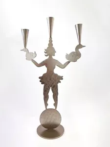 Vintage Amy Hess Signed Steel Sculpture Candle Holder Circus Performer 17" - Picture 1 of 12