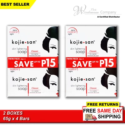 Original Kojie San Skin Lightening Kojic Acid Soap 65g x 4 Bars - Image 1 of 4