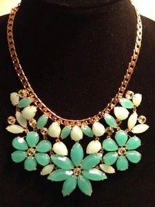 KATE SPADE 'GARDENS OF PARIS' BIB STATEMENT NECKLACE SEA GREEN *NEW* - Picture 1 of 8