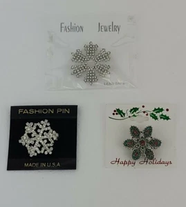 New With Tags Lot Of 3 Snowflake Fashion Pins/Brooches Holiday~Winter~Christmas - Picture 1 of 9