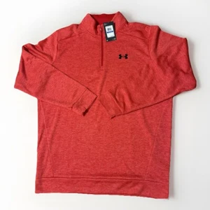 Under Armour Men's Pullover XLT Loose Fit Fleece Twist Quarter zip Red NWT - Picture 1 of 7