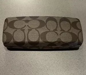 COACH Signature C Tan Brown Hard Clamshell Eye Glass /Sun Glasses Case 6” X 2.5” - Picture 1 of 11