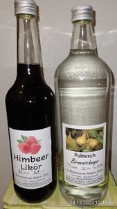 1,0 Liter Glasflasche süßer fruchtiger Himbeerlikör, Likör, Spirituose, 25% - Bild 1 von 2