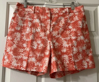 NUEVO CON ETIQUETAS Michael Kors Talla 8 Coral Blanco Sangría Floral Chino Pantalones Cortos Mujer $74 Foto 1 de 4