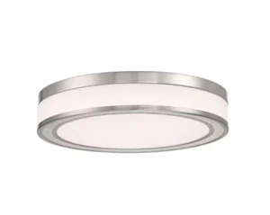 Screen 16 in. Brushed Nickel Selectable LED CCT Shaded Modern Flush Mount Enviro - Picture 1 of 3