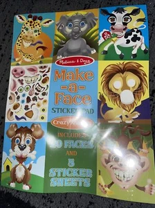 Melissa & Doug - Make-A-Face Aufkleber Pad CRAZY ANIMALS - Neu in Verpackung - Bild 1 von 2
