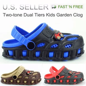 Garden Clogs Shoes For Boys Kids Toddler Slip-On Casual Two-tone Slipper Sandals - Picture 1 of 33