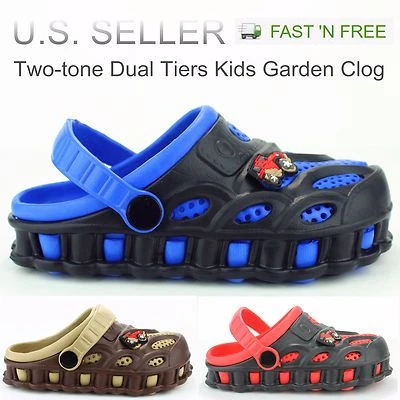 Garden Clogs Shoes For Boys Kids Toddler Slip-On Casual Two-tone Slipper Sandals - Image 1 of 4