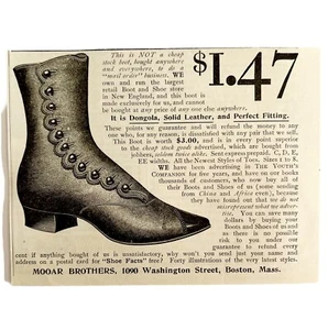 Mooar Bros Dongola Leather Boots 1894 Advertisement Victorian Footwear ADBN1yy - Picture 1 of 1