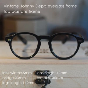 Gafas redondas de acetato negro Johnny Depp gafas para hombre gafas redondas negras M - Imagen 1 de 5