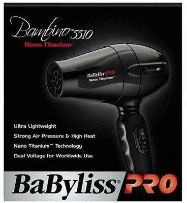 Nuevo secador compacto BABYLISS PRO Nano Titanium 5510 Bambino #BABNT5510 Foto 1 de 4