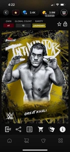 WWE Slam Topps Finest 25 GREAT KHALI Intimidators LEGENDARY LE/50cc [Digital] - Picture 1 of 3