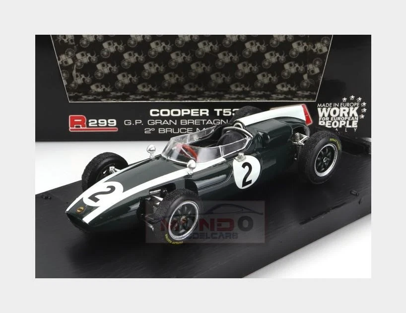 1:43 BRUMM Cooper F1 T53 #2 British Gp 1960 B.Mclaren Green White R299 - Immagine 1 di 2