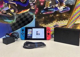 Nintendo Switch v1 Console/Dock/Charger w/Red & Blue Joy-cons As-is PLZ READ