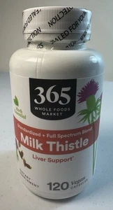 365 Whole Foods Market Milk Thistle Liver Support 120 Vegan Capsules EXP 4/16/28 - Picture 1 of 3