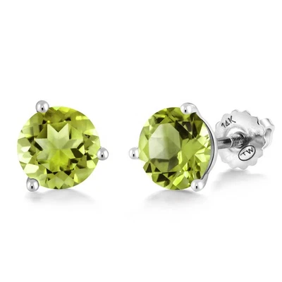 Aretes Martini de tres puntas de peridoto de oro blanco de 14K para mujer y hombre | 2,90 Foto 1 de 4
