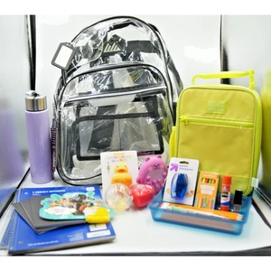 Transparenter Rucksack + Fulton Neon Lunchbox Schulanfangsbedarf Geschenkpaket - Bild 1 von 22