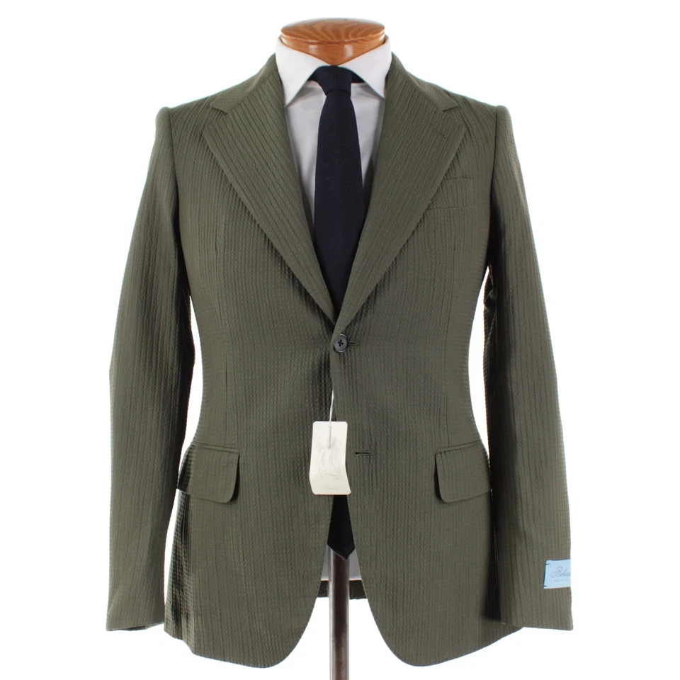 Abrigo deportivo Belvest nuevo con etiquetas mezcla de algodón talla 46R (36R EE. UU.) en verde Seersucker Foto 1 de 4