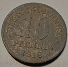 Deutsches Reich 10 Pfennig 1918 Zink selten gut erhalten