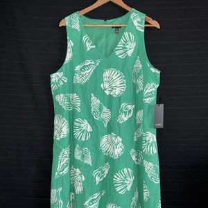 Vestido Jones New York Kelly Verde Mezcla de Lino Concha de Mar Sin Mangas XL NUEVO CON ETIQUETAS - Imagen 1 de 11
