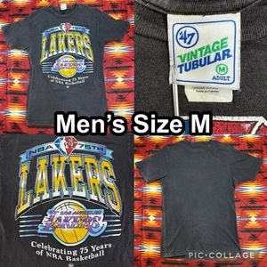 47 Brand Vintage Tubular Los Angeles Lakers Gray T-Shirt NBA 75th Mens Medium - Picture 1 of 8