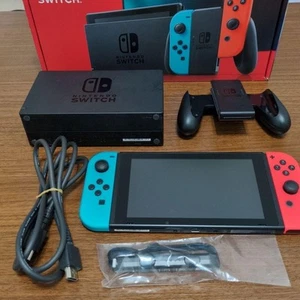 Nintendo Switch Console HAC-001 w/ Joy Con + Dock + Charger +HDMI Japan - Picture 1 of 4